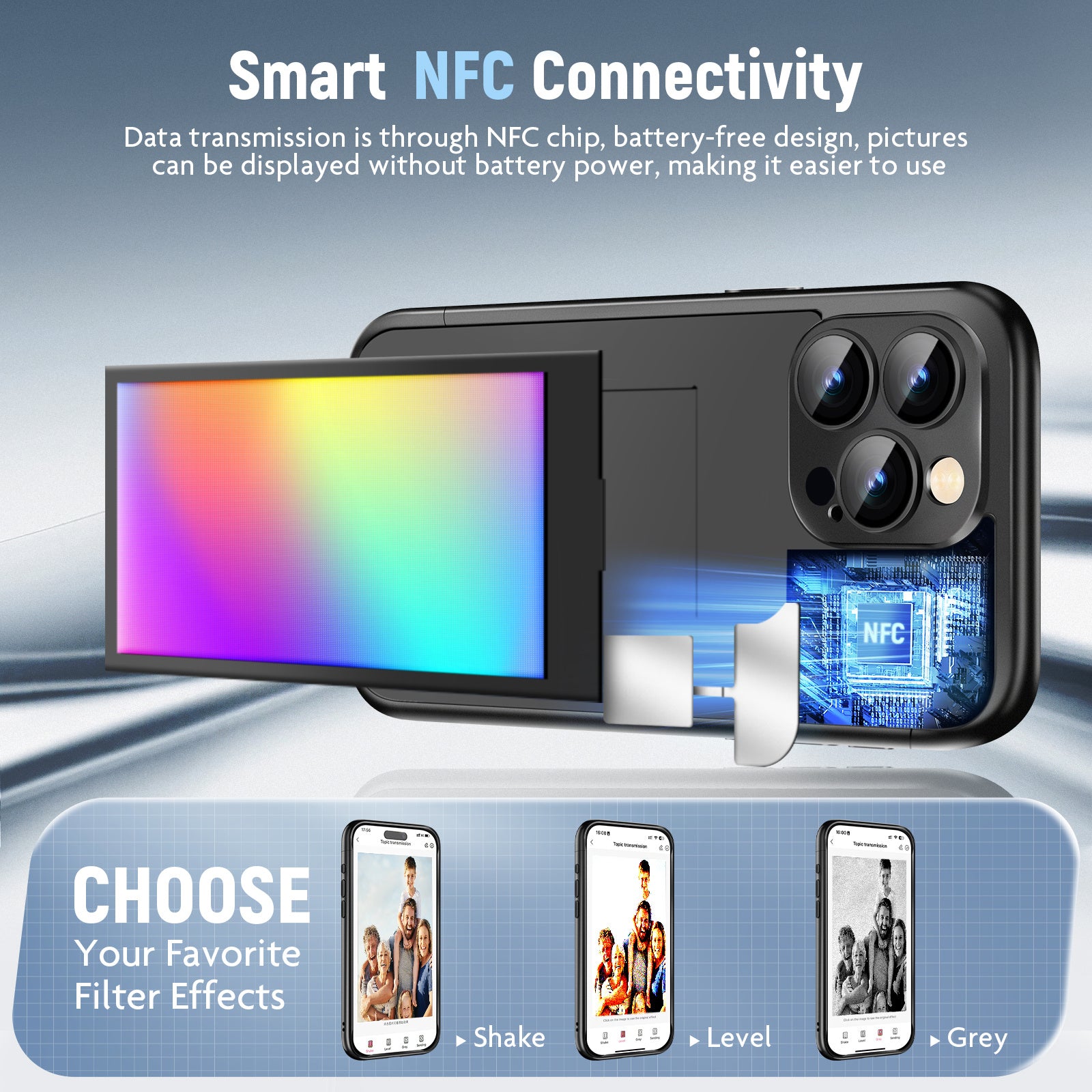 Étui à rabat intelligent NFC E-Ink pour iPhone 15 Pro Max