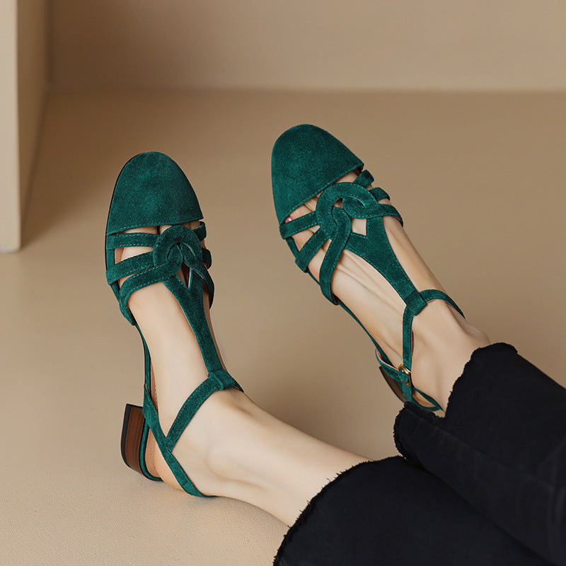 French Style Retro Closed Toe Sandals
