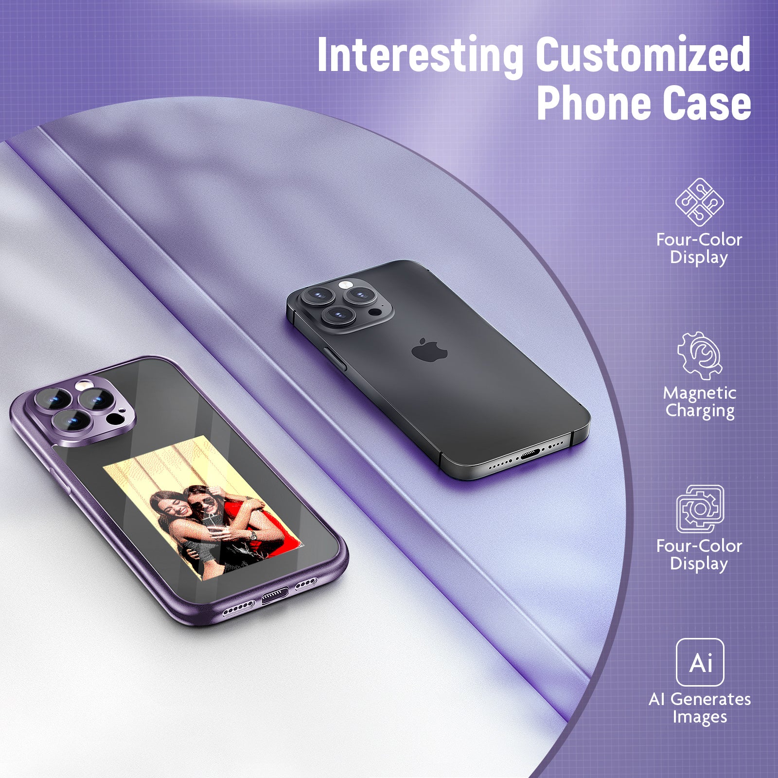 Étui à rabat intelligent NFC E-Ink pour iPhone 15 Pro Max