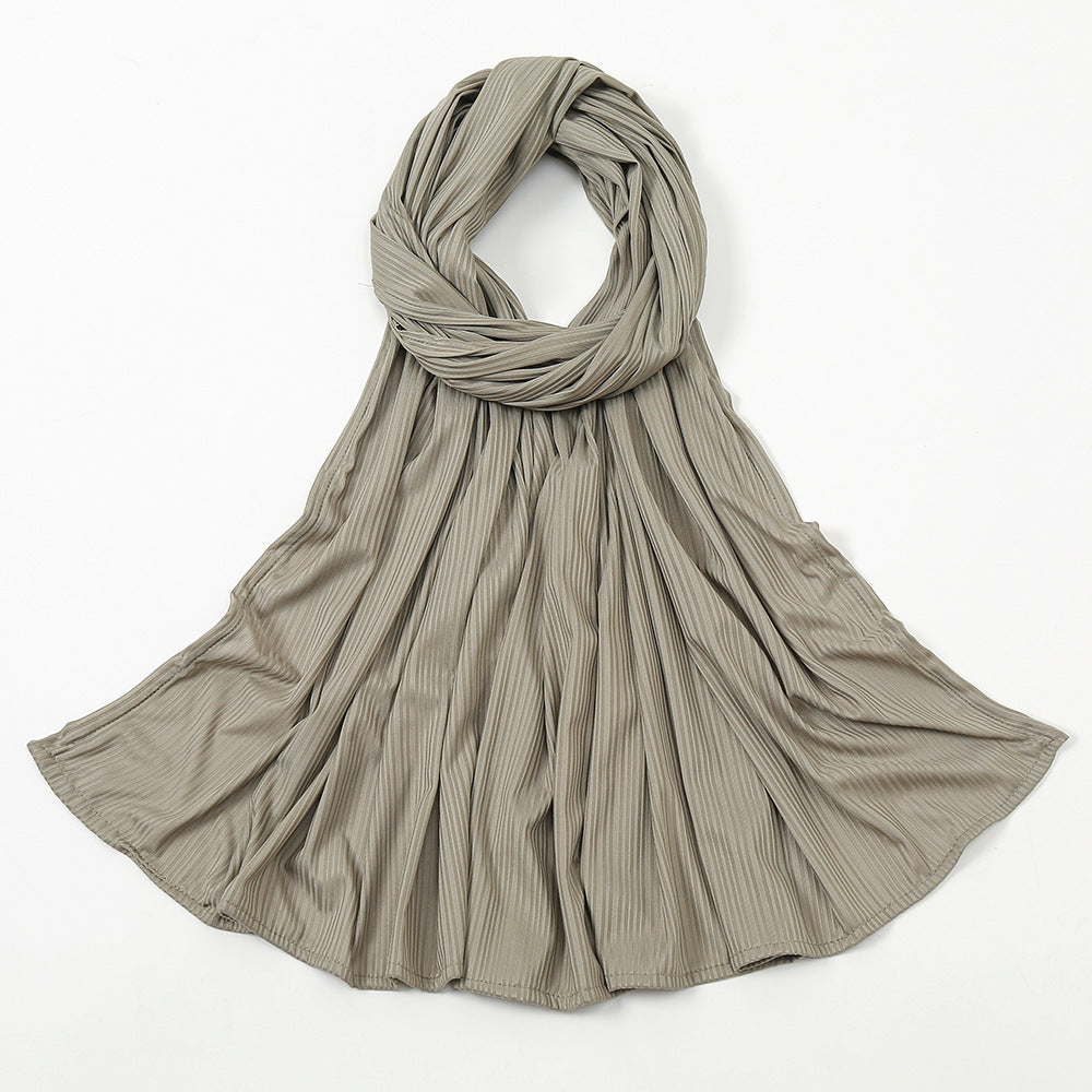 Striped Cotton Knit Scarf for Women