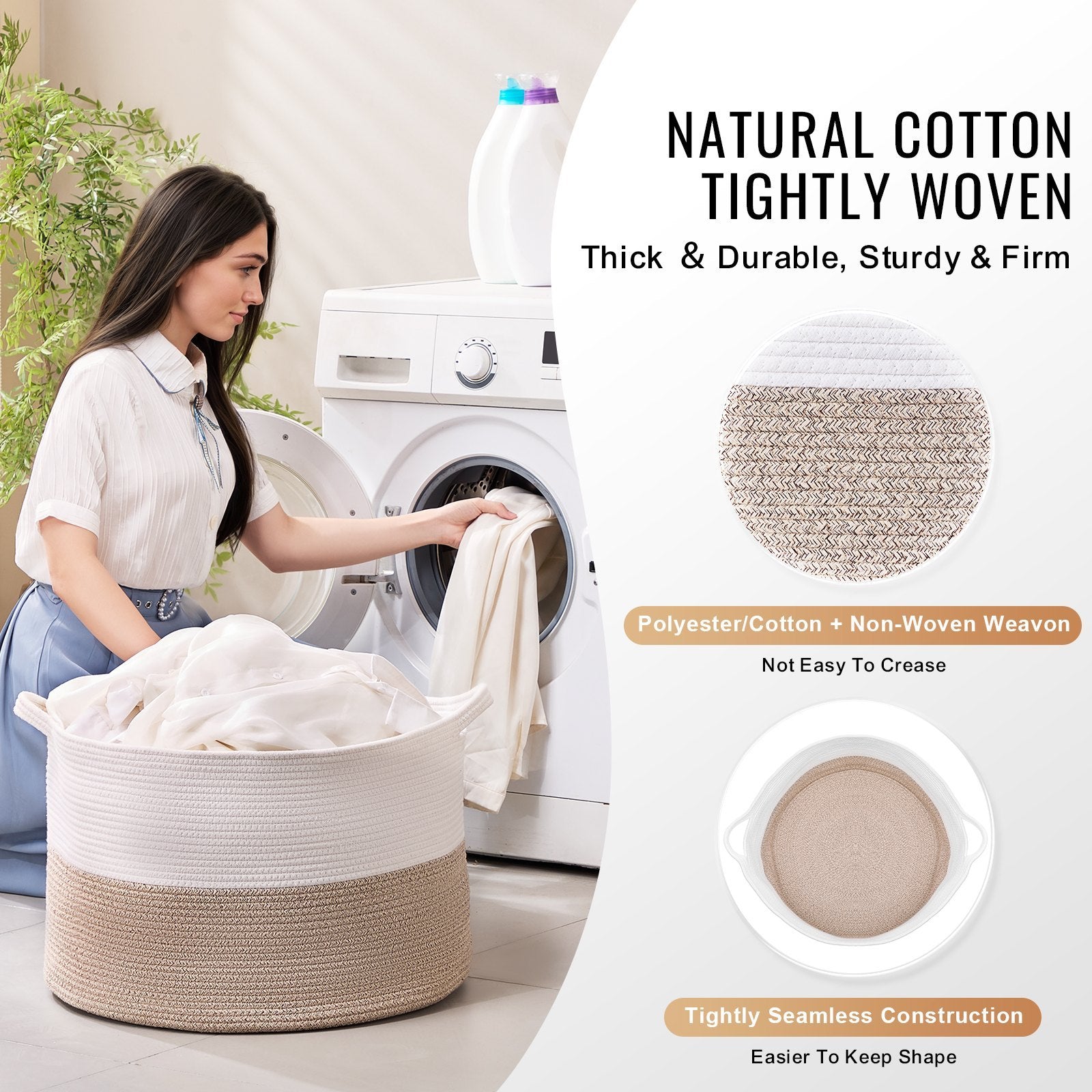 VEVOR 87L Cotton Rope Storage Basket
