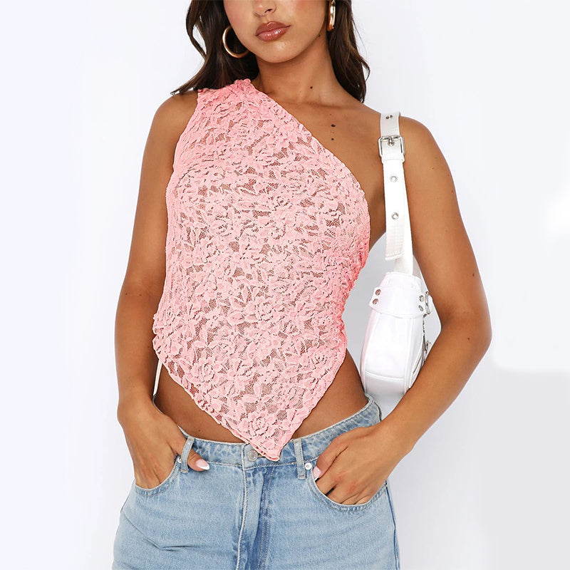 Lace Backless Asymmetrical Top – Women