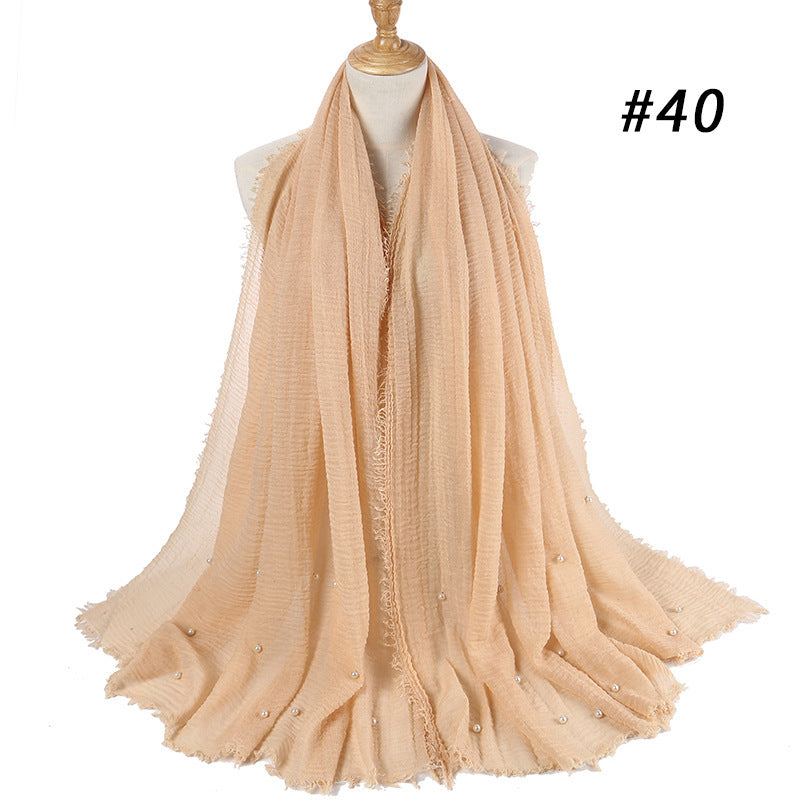 Cotton Linen Crumpled Monochrome Scarf