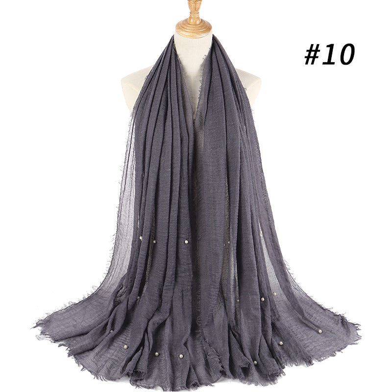 Cotton Linen Crumpled Monochrome Scarf