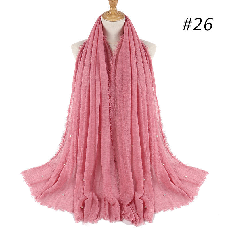 Cotton Linen Crumpled Monochrome Scarf