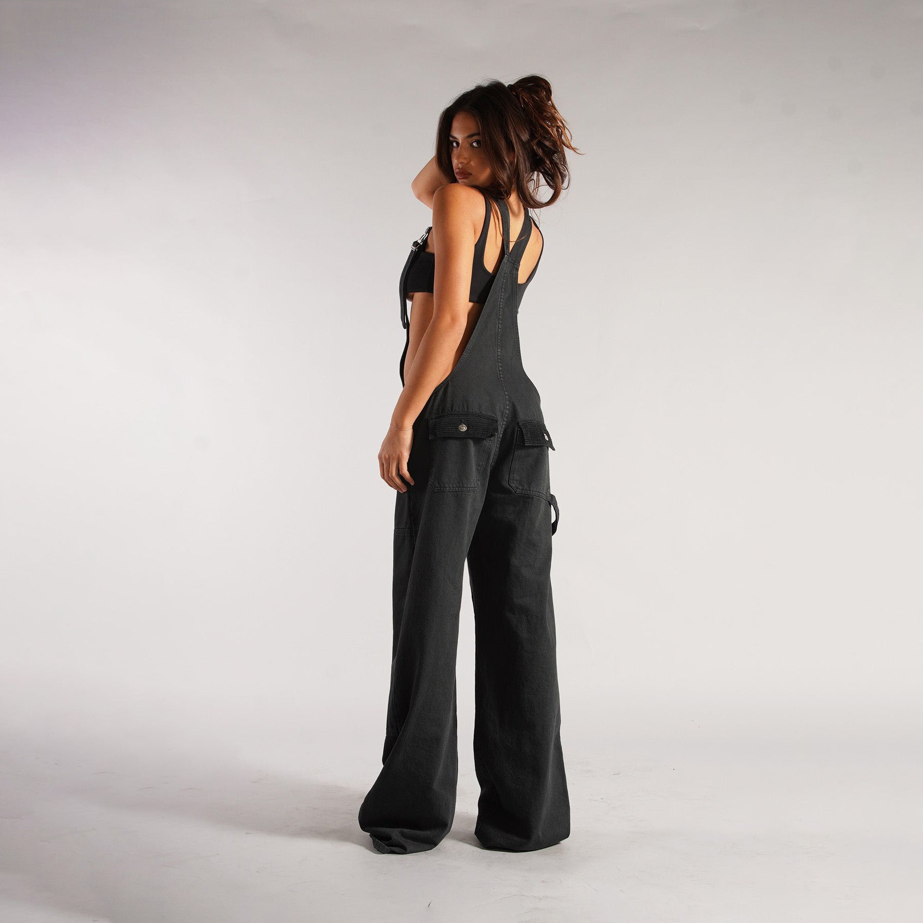 Y2K-Jeans-Overall mit Reißverschluss und Taschen