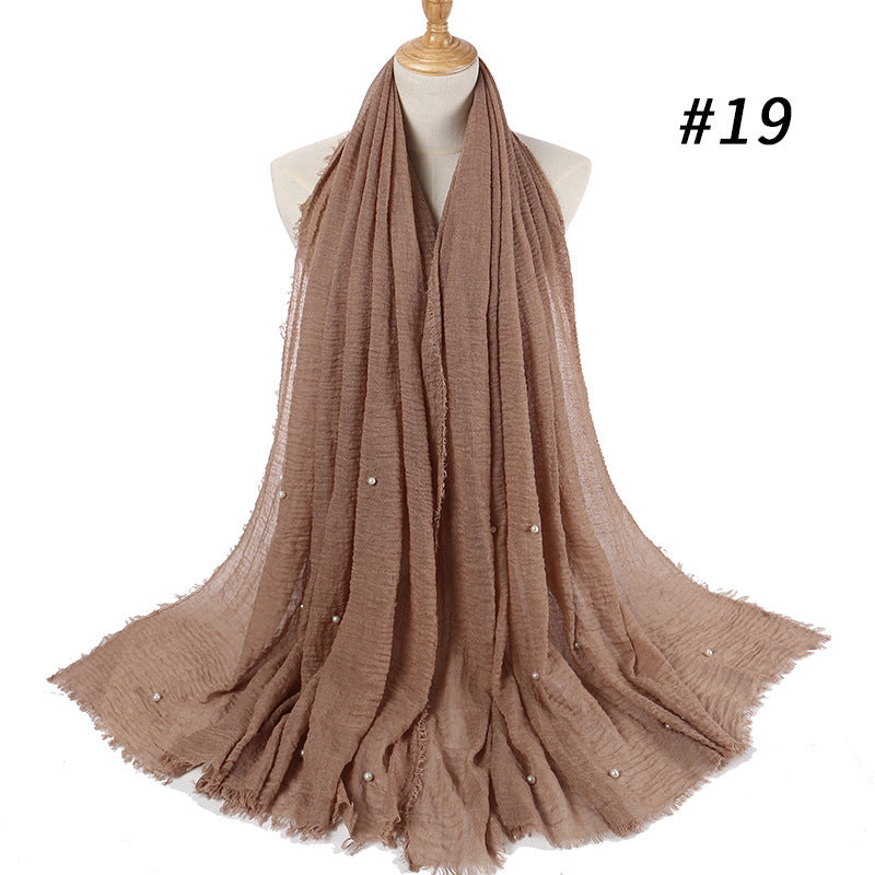 Cotton Linen Crumpled Monochrome Scarf