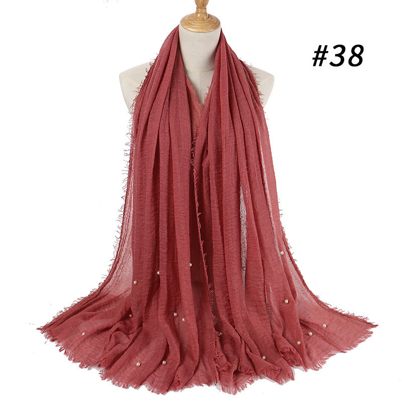 Cotton Linen Crumpled Monochrome Scarf