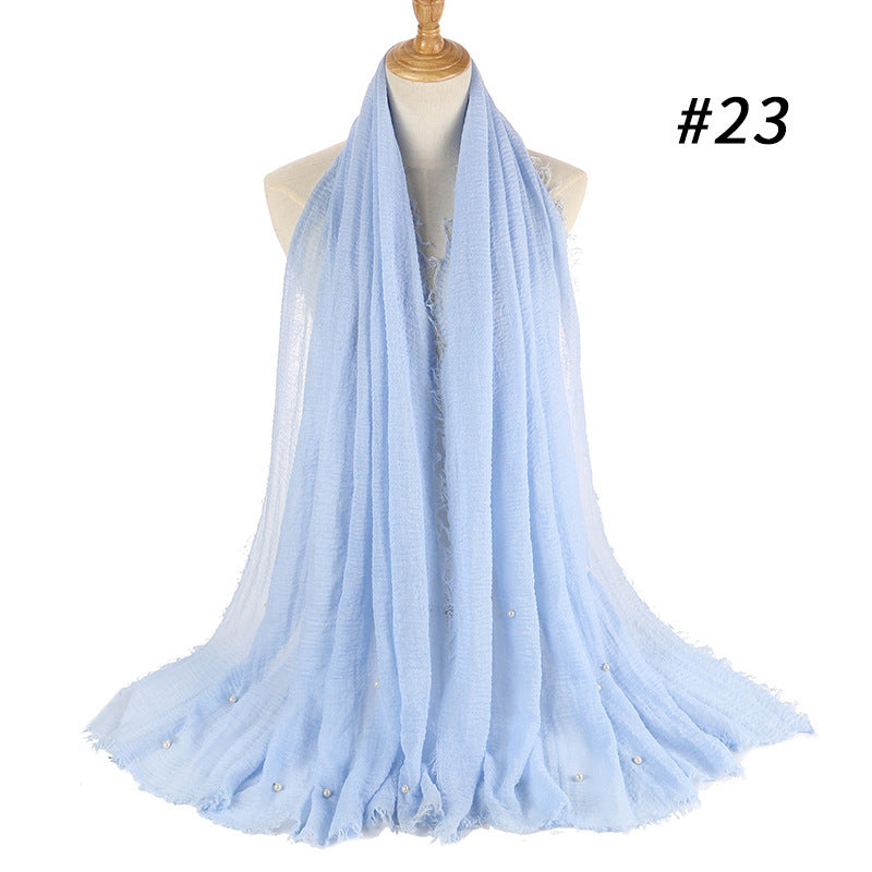 Cotton Linen Crumpled Monochrome Scarf