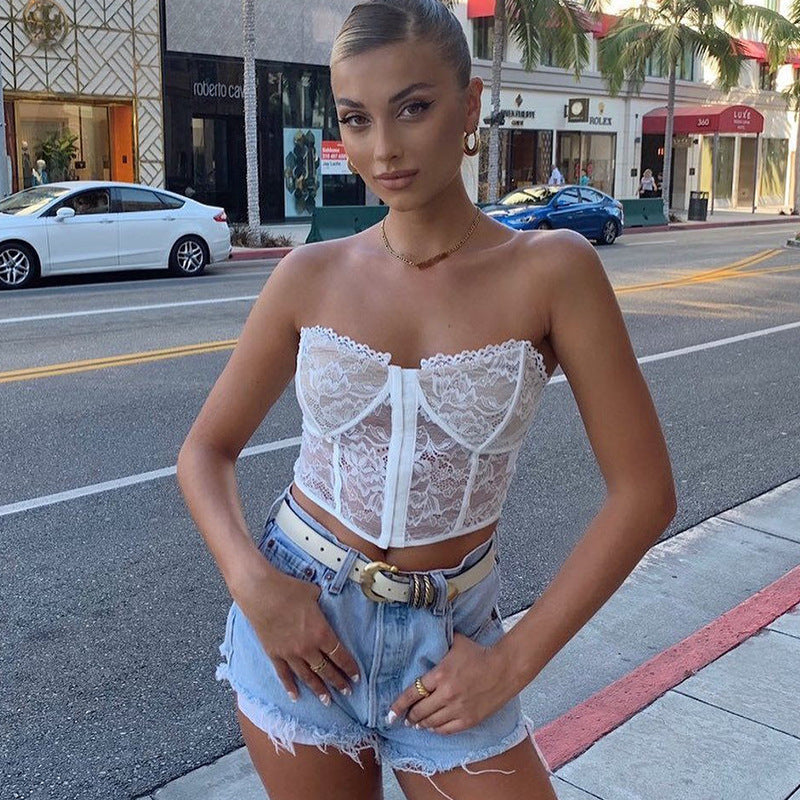 Lace Corset Crop Top Party Clubwear