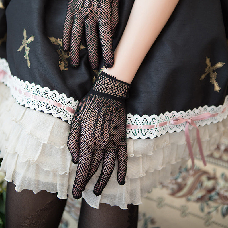 Schwarz-weiße Brautkleidhandschuhe