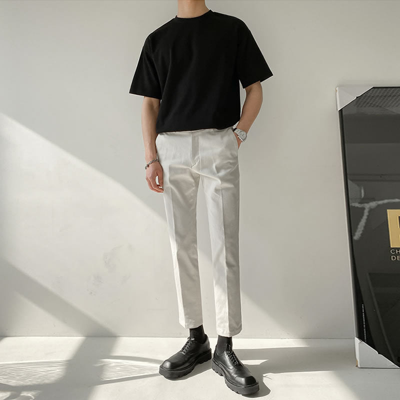 Lockeres, einfarbiges Kurzarm-T-Shirt für Herren