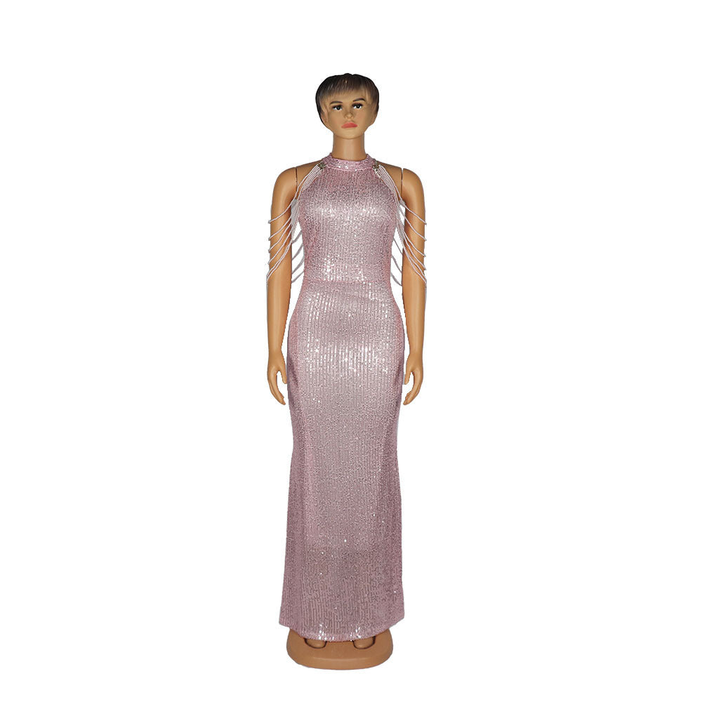 Robe à paillettes extensible pour femmes africaines