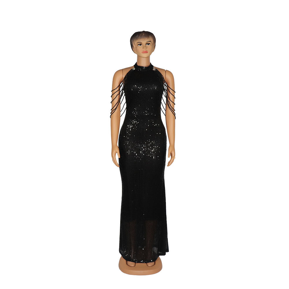 Robe à paillettes extensible pour femmes africaines
