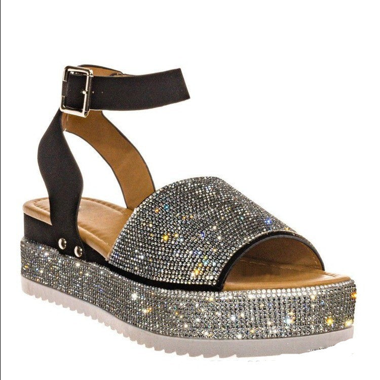 Women's Rhinestone Platform Summer Sandals