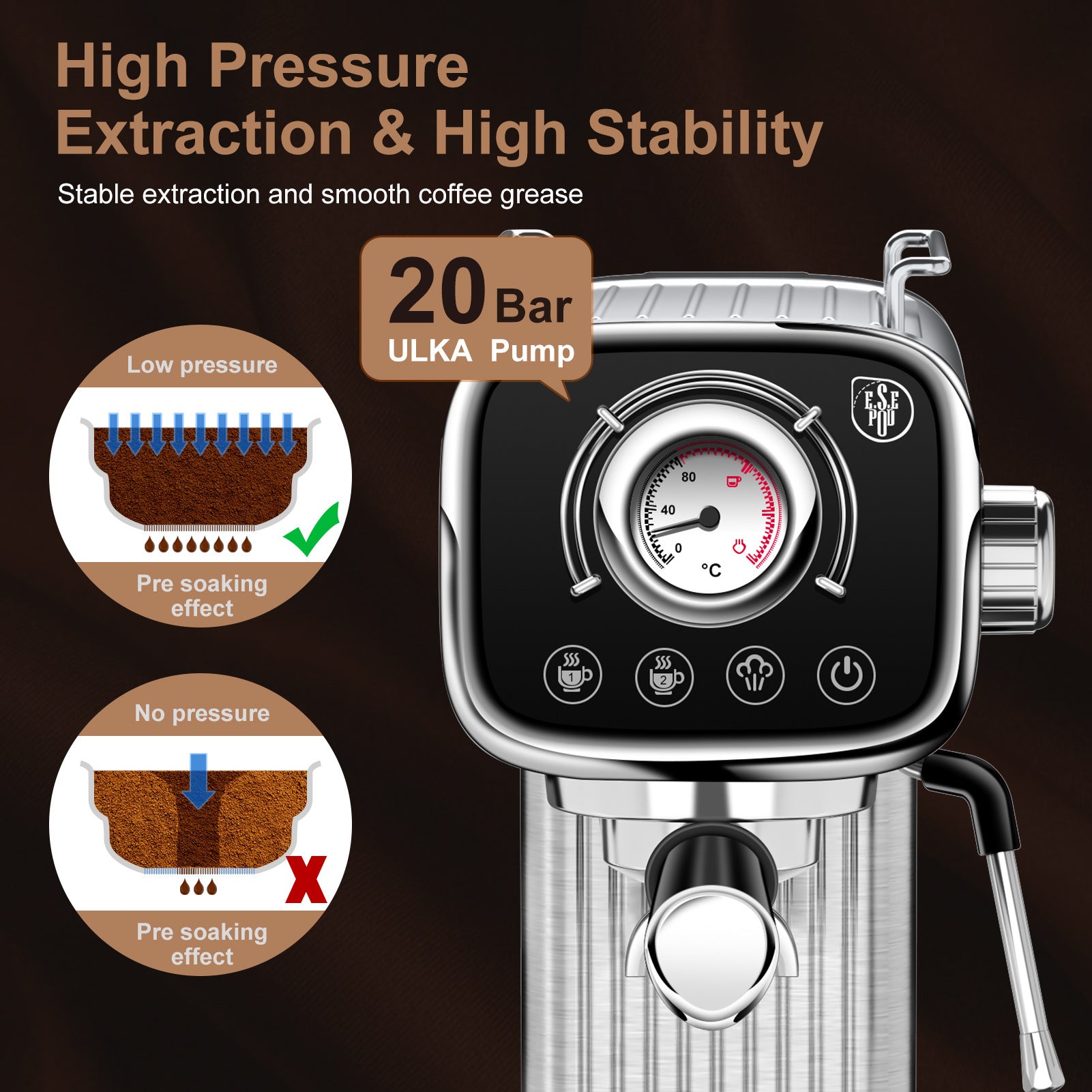 20-bar-Espressomaschine mit Milchaufschäumer