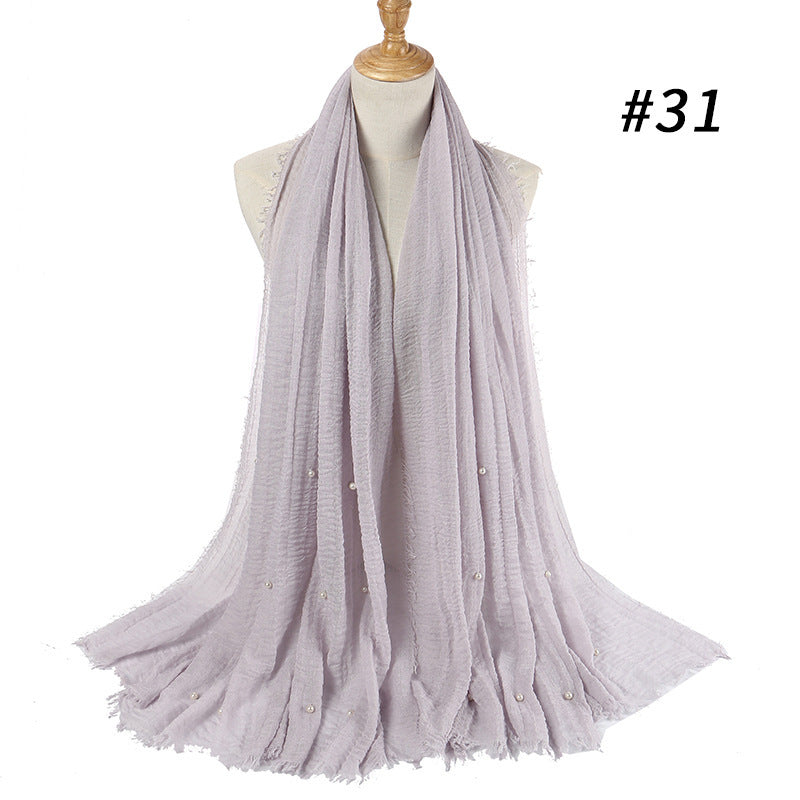 Cotton Linen Crumpled Monochrome Scarf