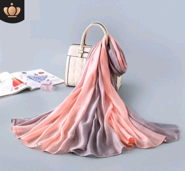 Gradient Silk Scarf Beach Shawl Wrap