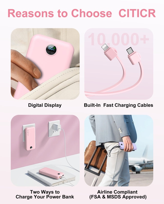 Dual-Wire Power Bank with AC Socket