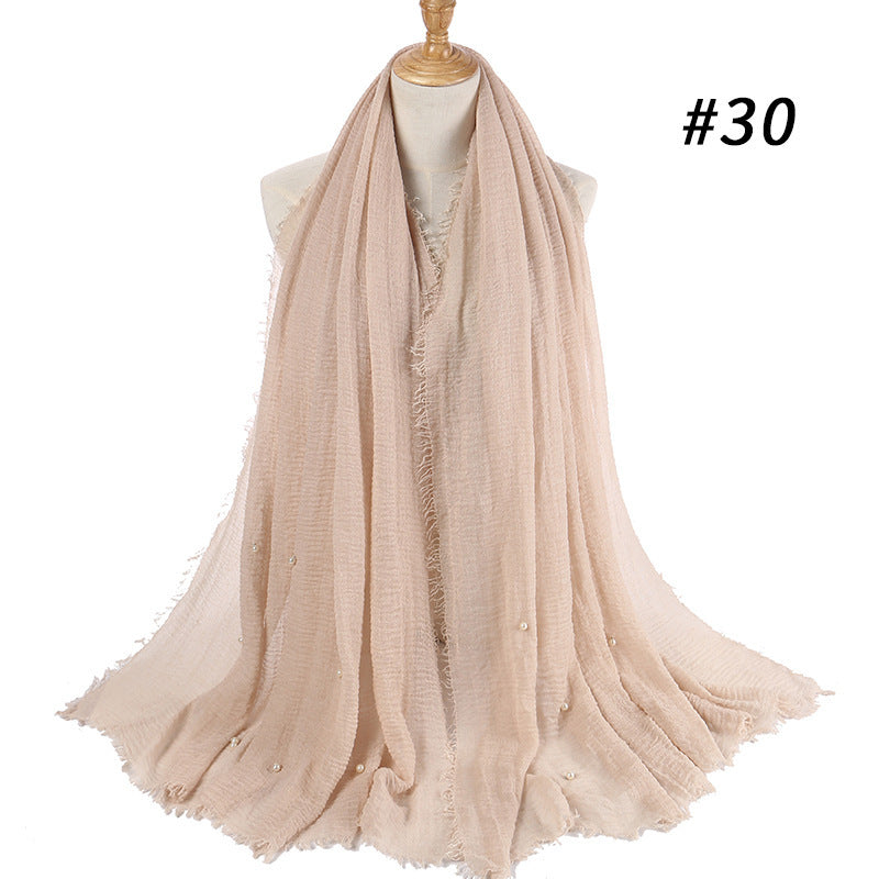 Cotton Linen Crumpled Monochrome Scarf