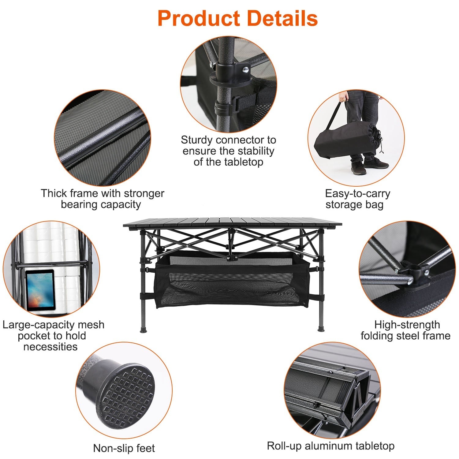 Tragbarer, klappbarer Campingtisch aus Aluminium