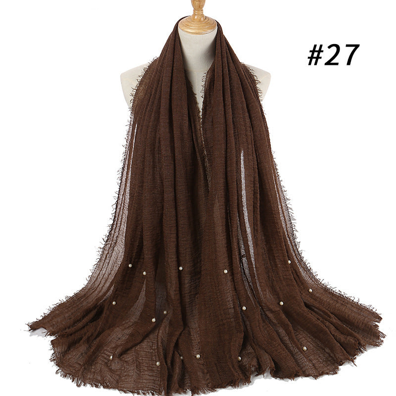 Cotton Linen Crumpled Monochrome Scarf