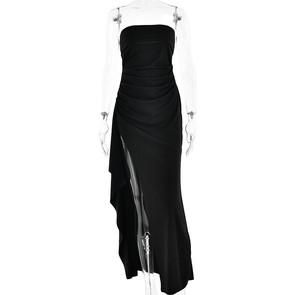 Robe de demoiselle d'honneur plissée sans bretelles