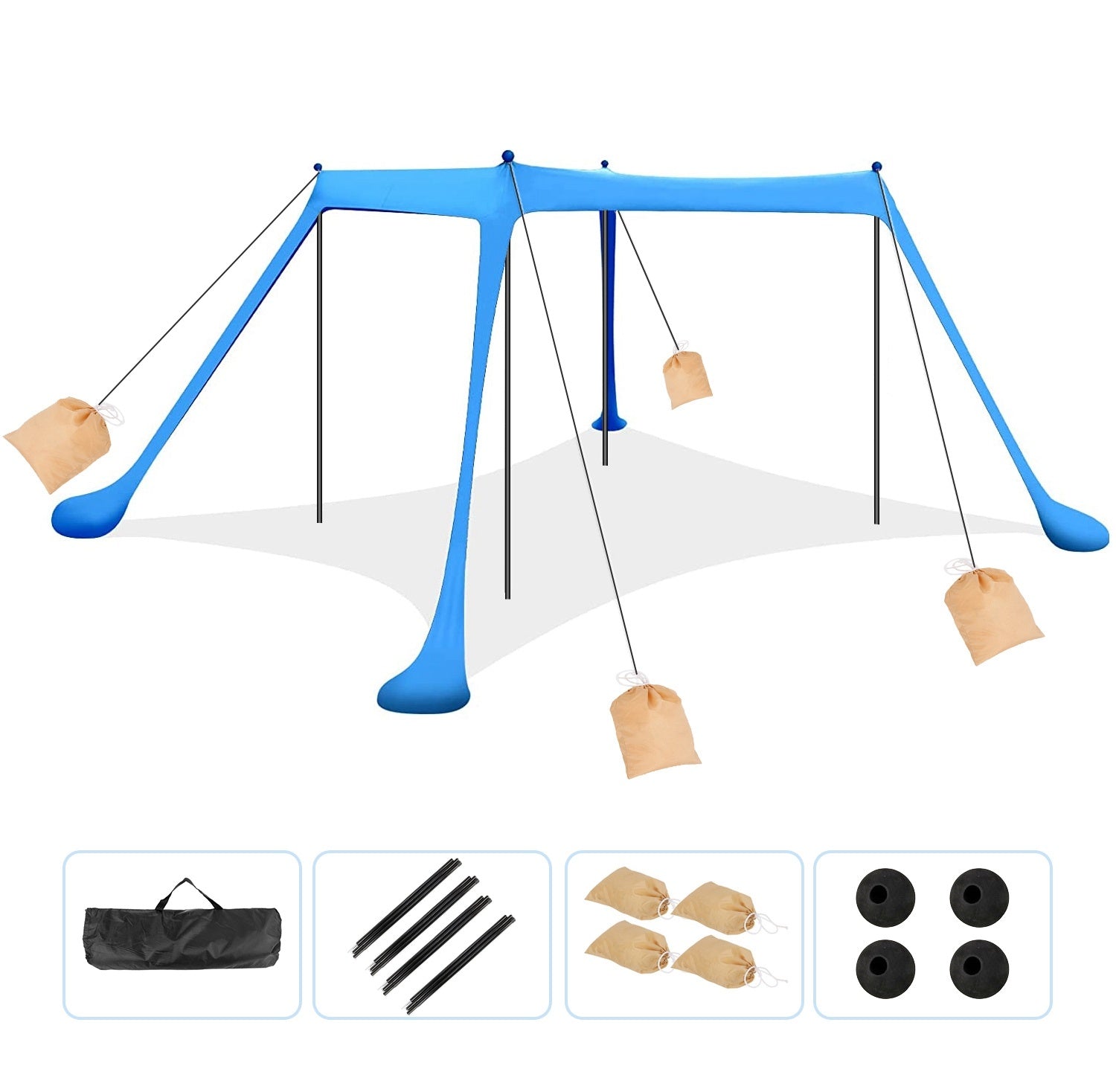 Strandzeltdach für 5–8 Personen, 3 x 3 m