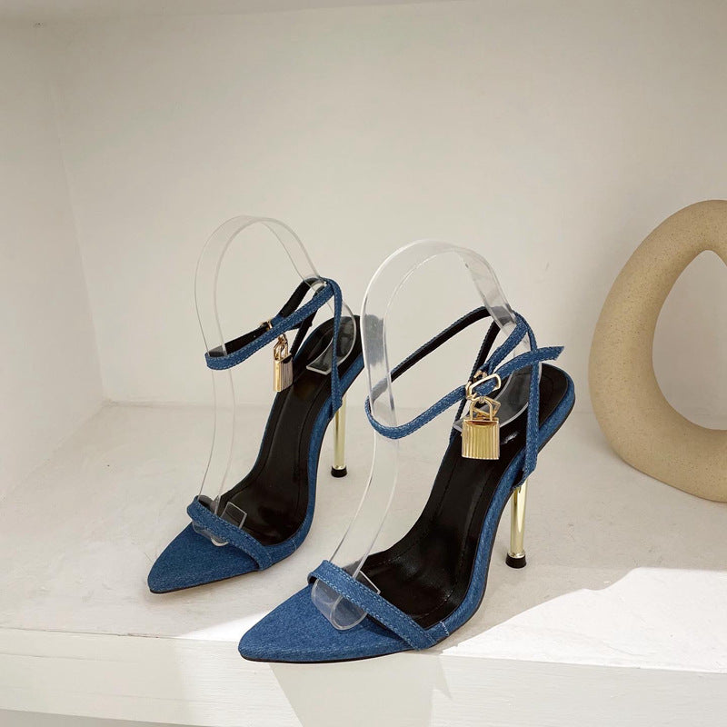 Women’s Lock Pointed Thin Heel Sandals
