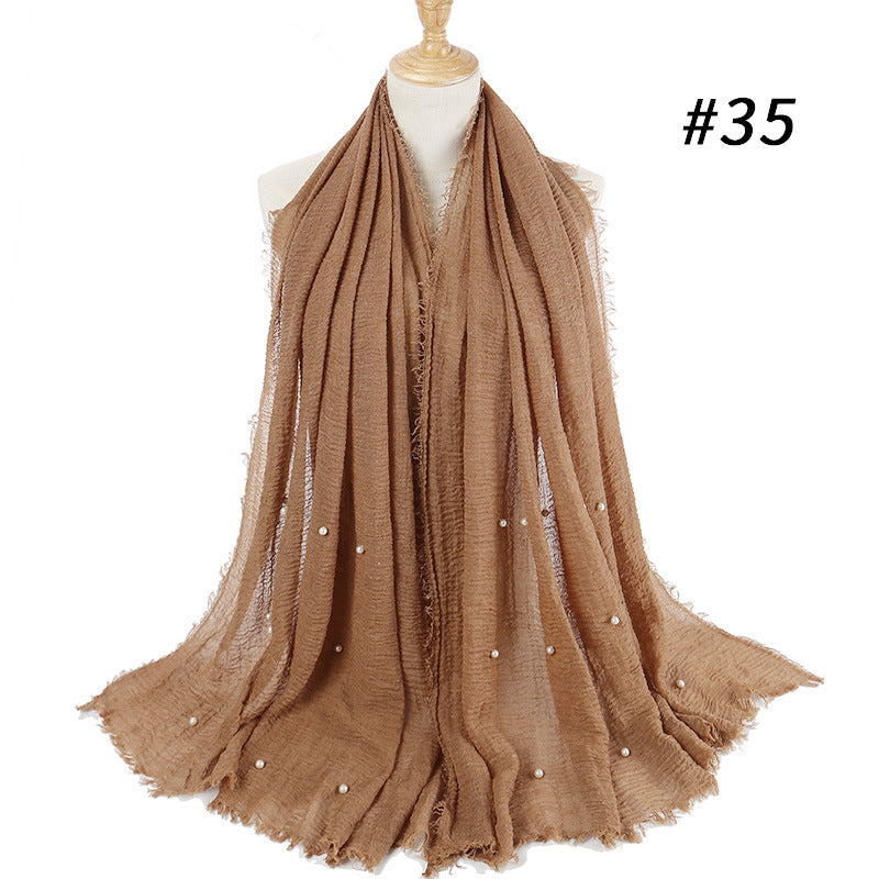 Cotton Linen Crumpled Monochrome Scarf