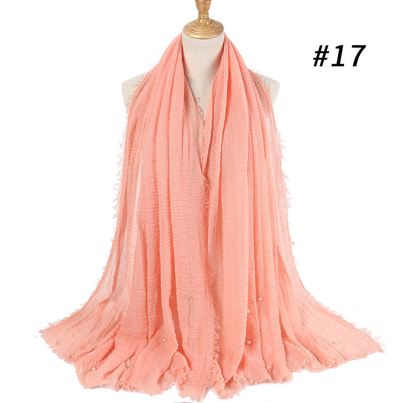 Cotton Linen Crumpled Monochrome Scarf