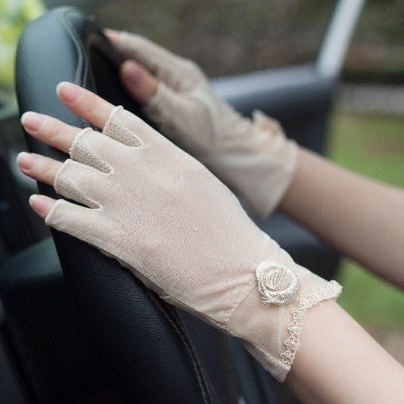 Lace Ice Silk UV Driving Gloves TB54
