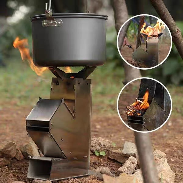 Tragbarer, faltbarer Raketenofen für Camping