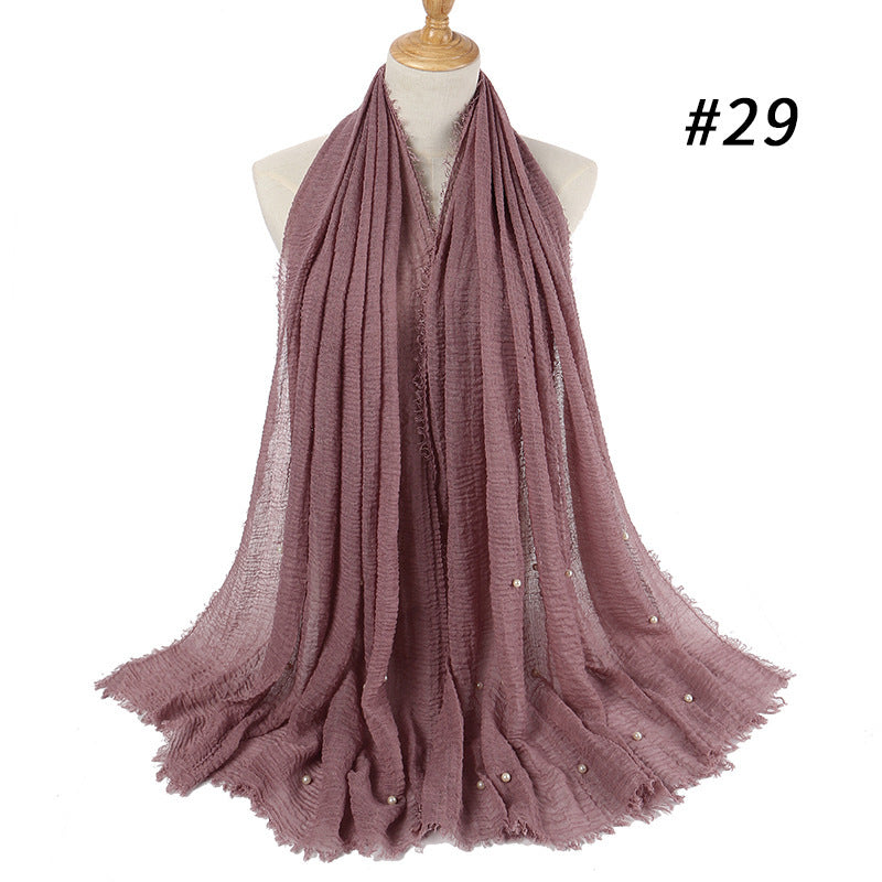 Cotton Linen Crumpled Monochrome Scarf