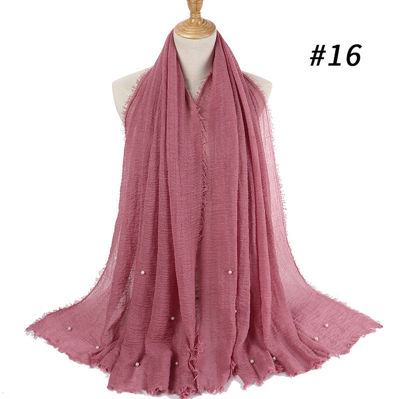 Cotton Linen Crumpled Monochrome Scarf