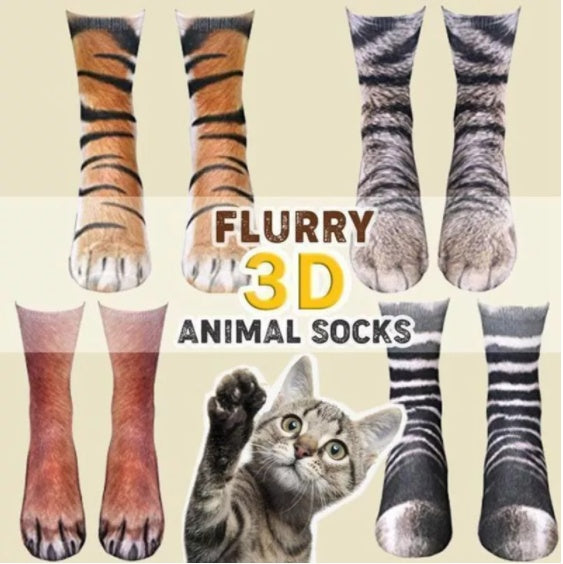 Lange Socken mit 3D-Katzenpfote – Unisex-Spaß