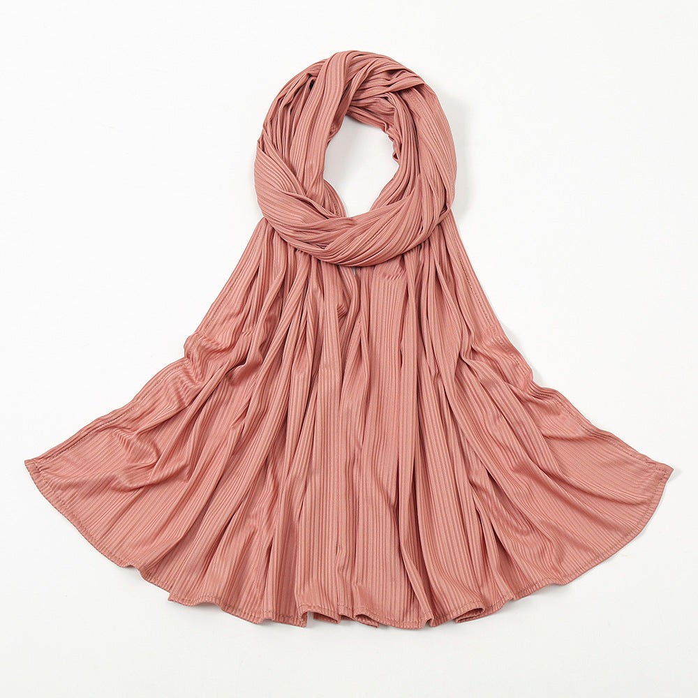 Striped Cotton Knit Scarf for Women