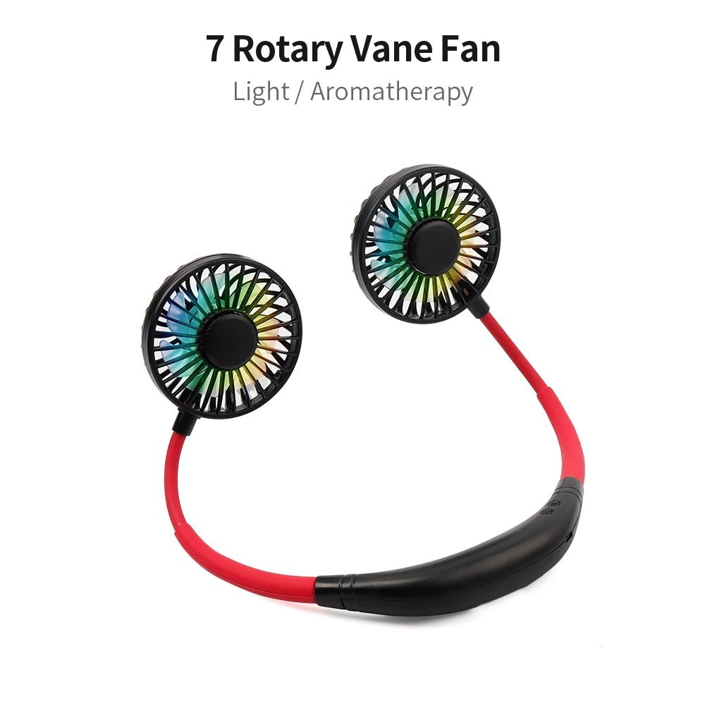 Mini USB Neckband Fan with Double Coolers