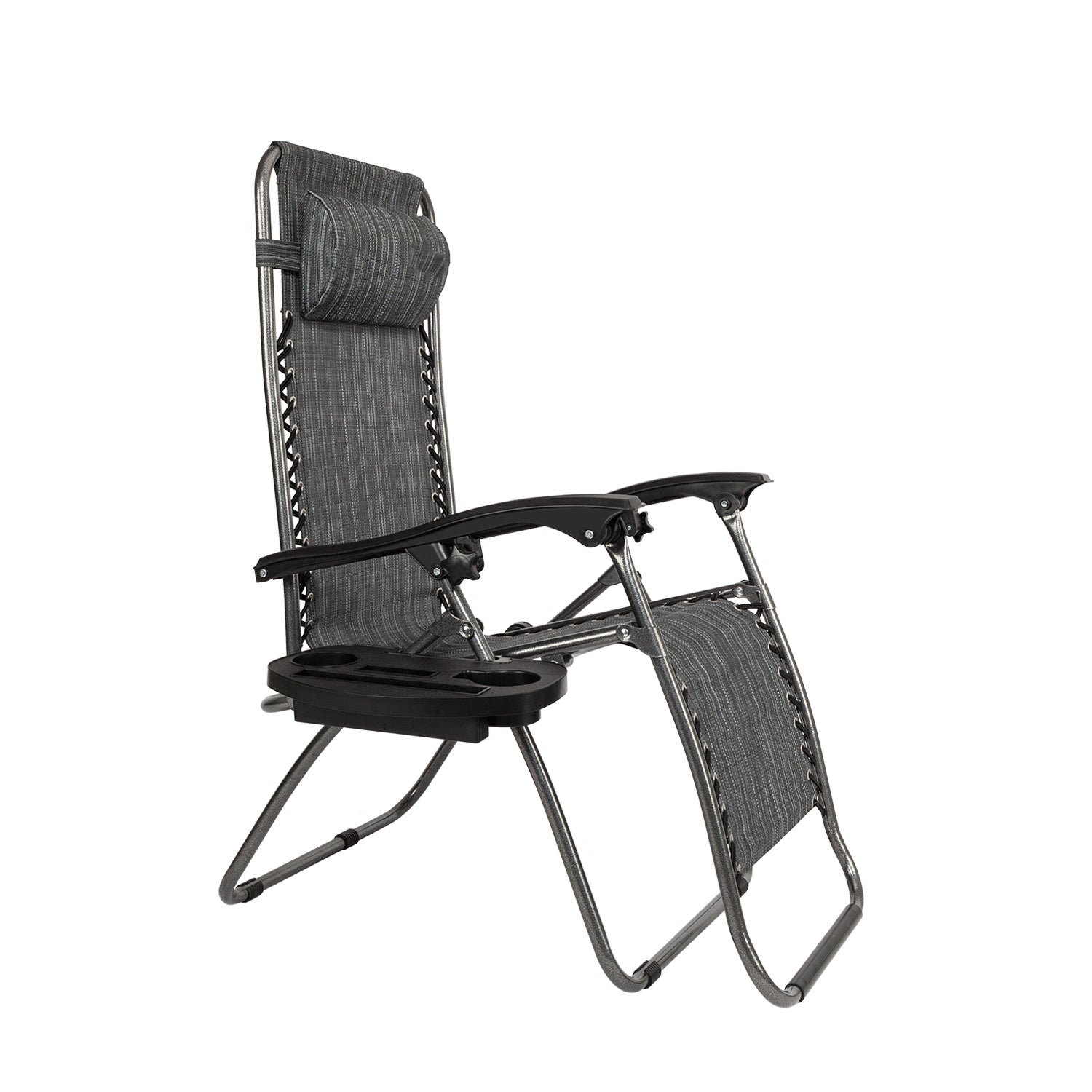 2pcs Adjustable Folding Loungers Grey