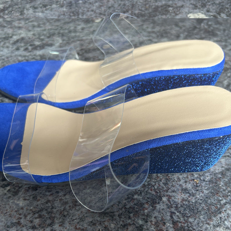 Transparent Wedge High Heel Sandals