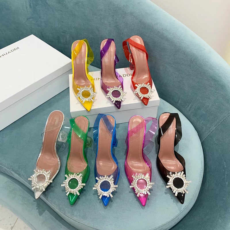 Transparent PVC Bow Pointed Toe Sandals