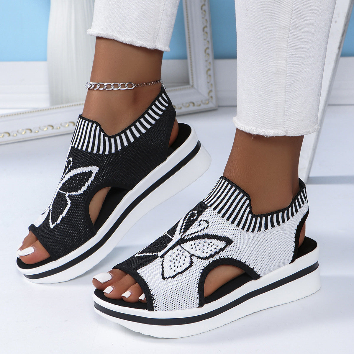 Butterfly Print Sports Sandals Women