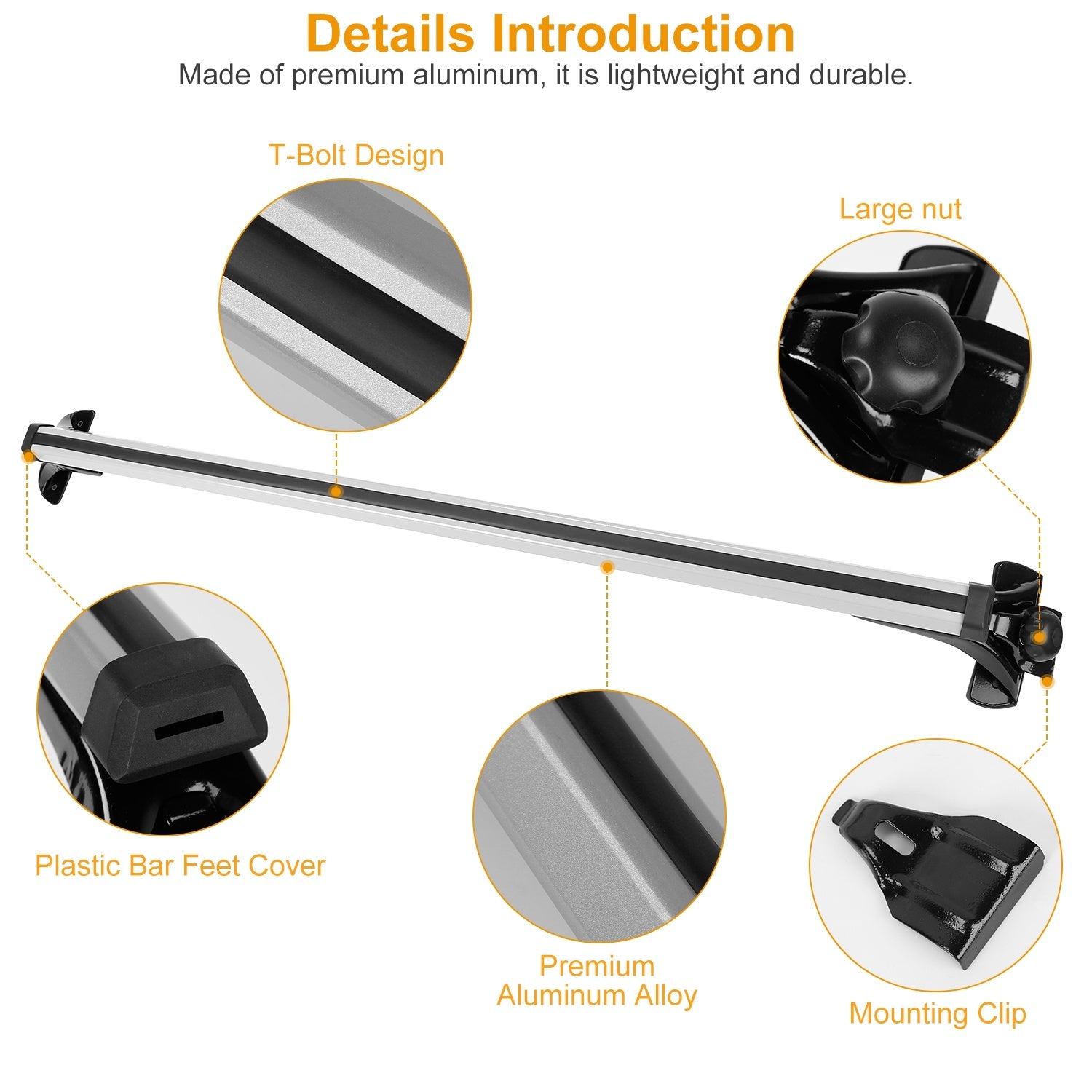 Universal 47.24in Aluminum Roof Rack