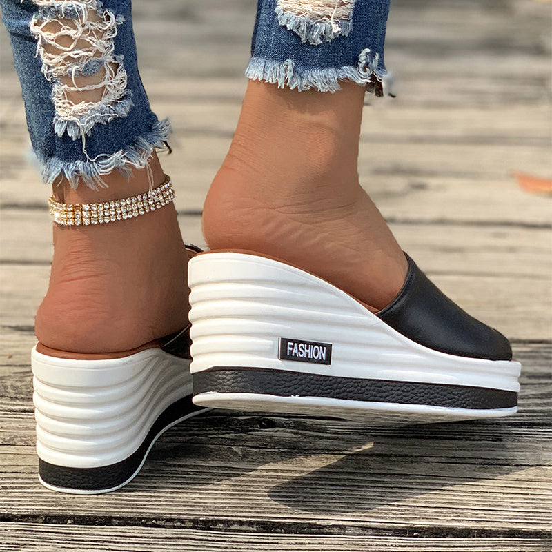 Hollow Fish Mouth Wedge Sandals
