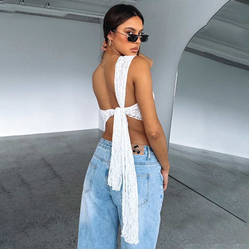 Lace Backless Asymmetrical Top – Women