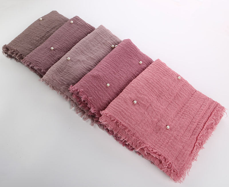 Cotton Linen Crumpled Monochrome Scarf