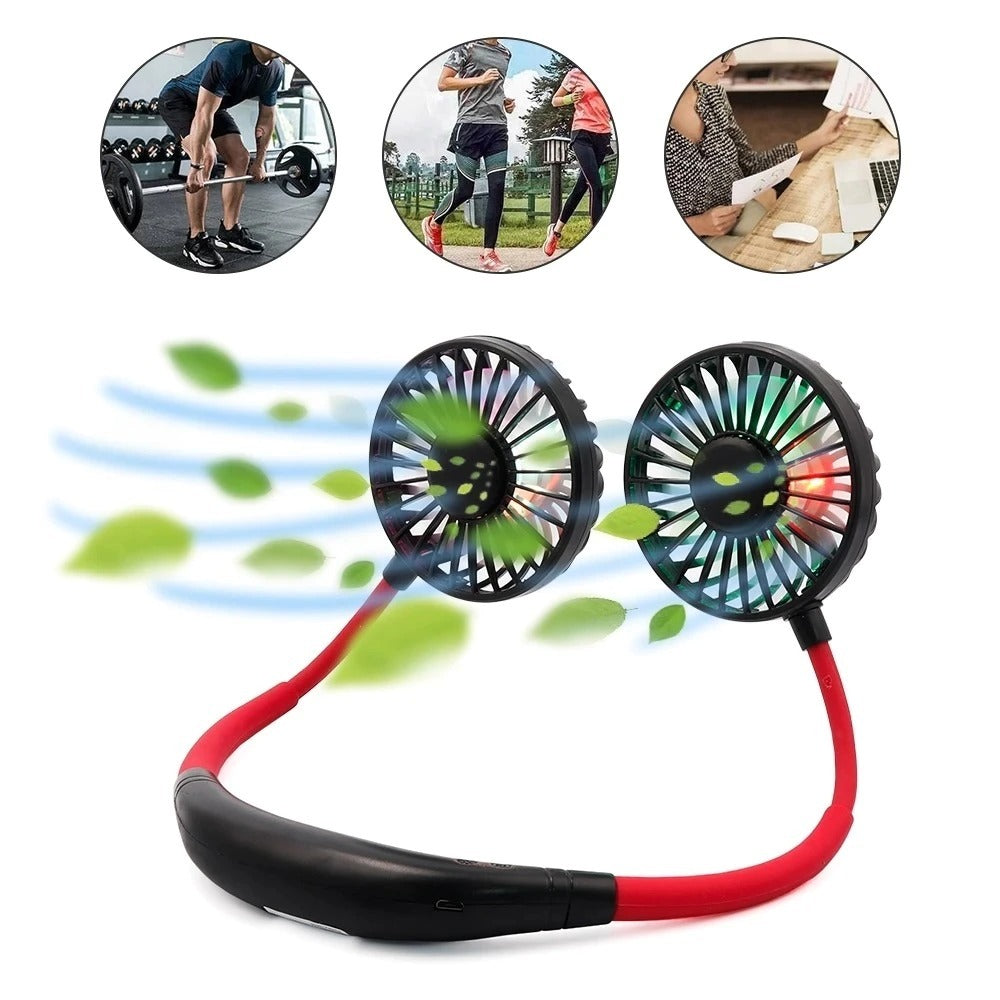 Mini USB Neckband Fan with Double Coolers