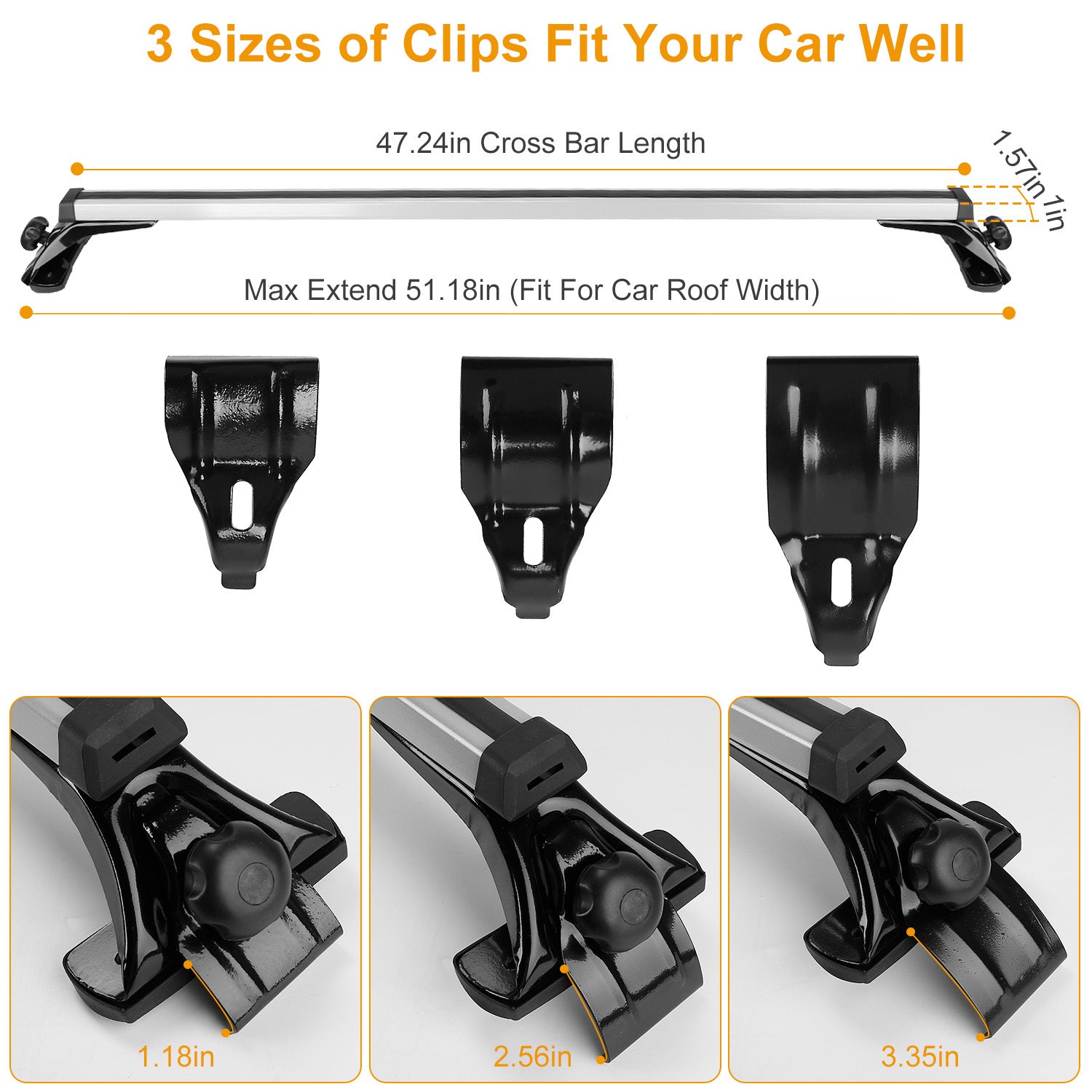 Universal 47.24in Aluminum Roof Rack