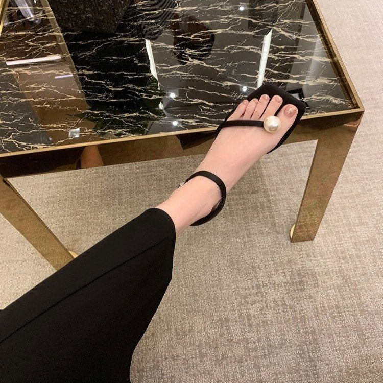 Fairy Style Pearl Flip-Toe Sandals Women