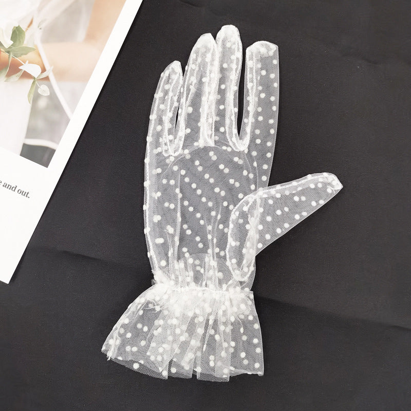White Mesh Wedding & Evening Gloves